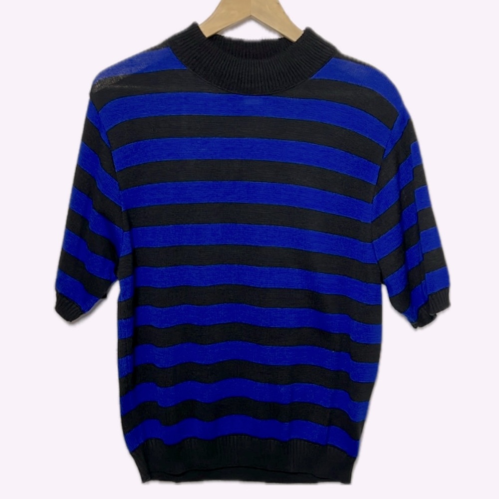 Pendleton Striped Sweater Short Sleeve Women’s Navy/Black Size L